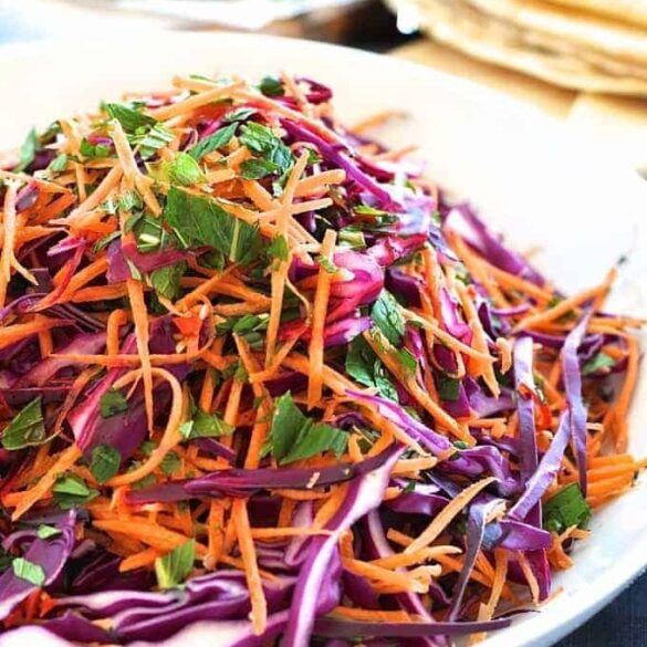 Shredded Red Cabbage, Carrot and Mint Salad Recipe Shredded Red Cabbage, Carrot and Mint Salad Recipe