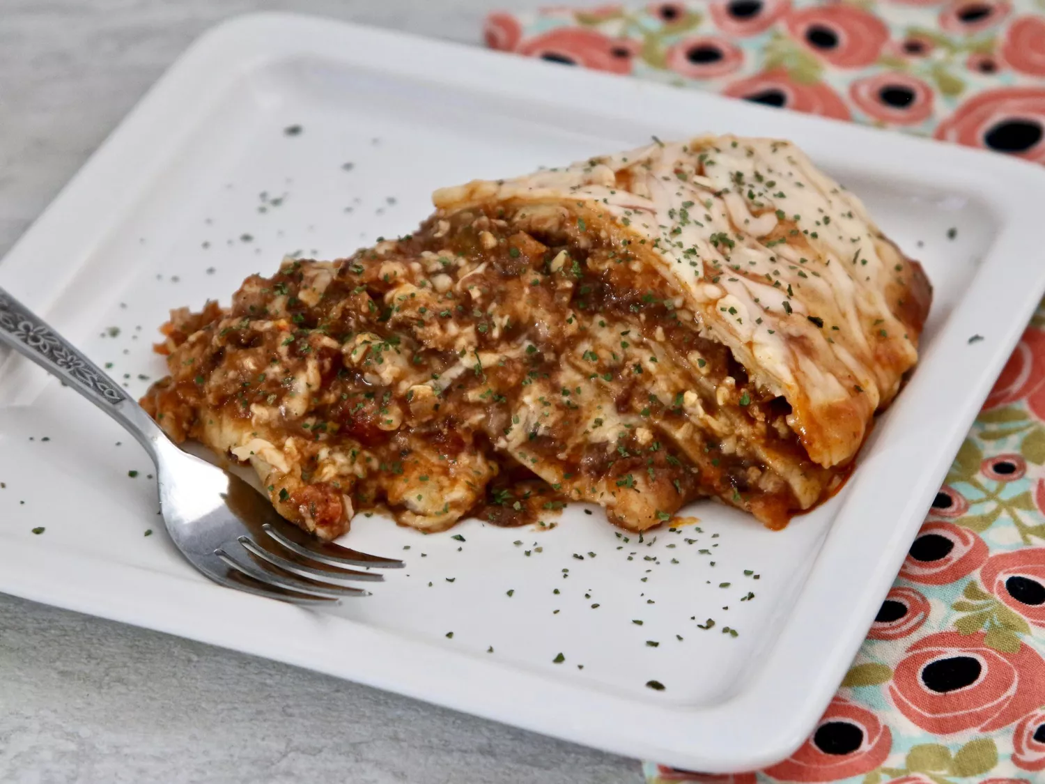 Spicy beef and bean enchilada pie