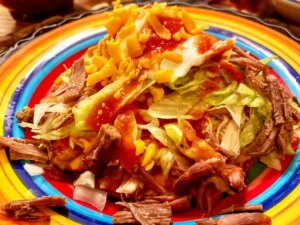 Tostadas de salpicon shredded beef