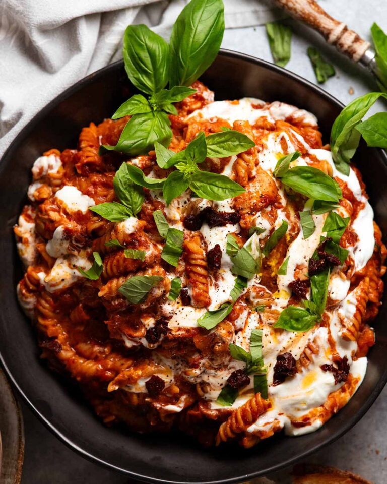 Whipped ricotta one pot chicken pasta – with sun dried tomatoes Recipe
